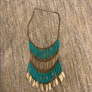 Turquoise and gold statement necklace